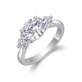 Jewelry wholesale Wholesale Moissanite 2CT D/VVS1 Round-Cut Three-Stone Engagement Ring with Four-Prong Setting – 18K White Gold Vermeil on 925 Silver, GRA Certified