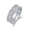 Jewelry wholesale Wholesale Moissanite Round-Cut D/VVS1 Three-Row Pavé Eternity Band – 18K White Gold Vermeil On 925 Silver, GRA Certified