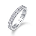 Jewelry wholesale Wholesale Moissanite Round-Cut D/VVS1 Two-Row Pavé Eternity Band – 18K White Gold Vermeil On 925 Silver, GRA Certified
