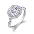 Jewelry wholesale Wholesale Moissanite 5CT D/VVS1 Round Cut four-Prong Solitaire Pavé Shoulder Engagement Ring – 18K White Gold Vermeil on 925 Silver, GRA Certified