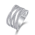 Jewelry wholesale Wholesale Moissanite D/VVS1 Round Brilliant Cut Multi-Row Pavé Statement Ring – 18K White Gold Vermeil on 925 Silver, GRA Certified