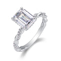 Jewelry wholesale Wholesale Moissanite D/VVS1 Emerald Cut four-Prong Solitaire Pavé Shoulder Engagement Ring – 18K White Gold Vermeil on 925 Silver, GRA Certified