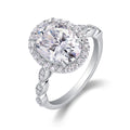 Jewelry wholesale Wholesale Moissanite D/VVS1 Oval Cut four-Prong Solitaire Pavé Shoulder Engagement Ring – 18K White Gold Vermeil on 925 Silver, GRA Certified