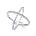 Jewelry wholesale Wholesale Moissanite D/VVS1 Minimalist Cross X Ring – 925 Sterling Silver with 18K White Gold Vermeil, GRA Certified