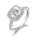 Jewelry wholesale Wholesale Moissanite D/VVS1 Cushion Cut four-Prong Solitaire Pavé Shoulder Engagement Ring – 18K White Gold Vermeil on 925 Silver, GRA Certified
