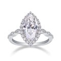 Jewelry wholesale 3.0 ct D/VVS1 Moissanite Ring — Marquise-Cut Solitaire Design, 18 K White-Gold Vermeil on Solid 925 Silver