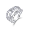 Jewelry wholesale Wholesale Moissanite D/VVS1 Round-Cut Multi-Row Crisscross Pavé Ring – 18K White Gold Vermeil on 925 Silver, GRA Certified