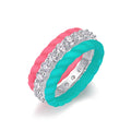 Jewelry wholesale Wholesale Moissanite D/VVS1 Round Cut Stackable Eternity Ring Set – 18K White Gold Vermeil on 925 Silver with Colorful Twisted Bands, GRA Certified