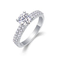 Jewelry wholesale Wholesale Moissanite 1CT D/VVS1 Round Cut Three-Prong Solitaire Pavé Shoulder Engagement Ring – 18K White Gold Vermeil on 925 Silver, GRA Certified