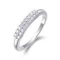Jewelry wholesale Wholesale Moissanite D/VVS1 Two-Row Half-Eternity Band with Round Cut Stones – 18K White Gold Vermeil on 925 Silver, GRA Certified