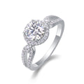 Jewelry wholesale Wholesale Moissanite 1CT D/VVS1 Round Cut Four-Prong Halo Engagement Ring with Pavé Twisted Band – 18K White Gold Vermeil on 925 Silver, GRA Certified