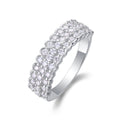 Jewelry wholesale Wholesale Moissanite D/VVS1 Three-Row Pavé Half-Eternity Band – 18K White Gold Vermeil on 925 Silver，GRA Certified