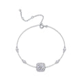 Jewelry wholesale 1.0 ct D/VVS1 Moissanite Halo Station Bracelet – 18 K White-Gold Vermeil 925 Silver, 16–21 cm Adjustable