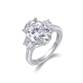 Jewelry wholesale Wholesale Moissanite D/VVS1 Oval Cut Three-Stone Engagement Ring with Four-Prong Setting and Pavé Shoulders – 18K White Gold Vermeil on 925 Silver, GRA Certified