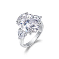 Jewelry wholesale Wholesale Moissanite D/VVS1 Oval Cut Three-Stone Engagement Ring with Four-Prong Setting – 18K White Gold Vermeil on 925 Silver, GRA Certified