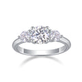 Jewelry wholesale Wholesale Moissanite D/VVS1 Round Cut Eight-Prong Three-Stone Engagement Ring – 18K White Gold Vermeil on 925 Silver, GRA Certified