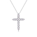 Jewelry wholesale Wholesale Moissanite 0.1CT D/VVS1 Round-Cut Initial Iced-Out Square Signet Cross Pendant Necklace– 18K White Gold Vermeil on 925 Silver, 40 + 5 cm Chain, GRA Certified