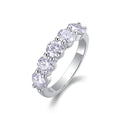 Jewelry wholesale Wholesale Moissanite D/VVS1 Round Cut Four-Prong Five-Stone Anniversary Band – 18K White Gold Vermeil on 925 Silver，GRA Certified