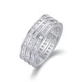 Jewelry wholesale Wholesale Moissanite D/VVS1 Three-Row Channel-Set Eternity Band – 18K White Gold Vermeil on 925 Silver，GRA Certified