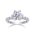Jewelry wholesale Wholesale Moissanite D/VVS1 Round Cut Six-Prong Halo Engagement Ring with Pavé Shoulders – 18K White Gold Vermeil on 925 Silver, GRA Certified