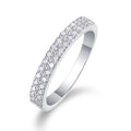 Jewelry wholesale Wholesale Moissanite Round-Cut D/VVS1 Two-Row Pavé Half-Eternity Band – 18K White Gold Vermeil on 925 Silver, GRA Certified