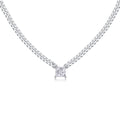 Jewelry wholesale Wholesale Moissanite 1.0 CT D/VVS1 Princess-Cut Cuban Chain Necklace — Corner-Bezel Centre, 18 K White-Gold Vermeil on 925 Silver, 40 + 5 cm, GRA Certified