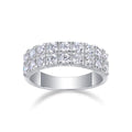 Jewelry wholesale Wholesale Moissanite D/VVS1 Round Brilliant Cut Double Row Band – 925 Sterling Silver with 18K White Gold Vermeil, GRA Certified – Luxurious Two-Row Design