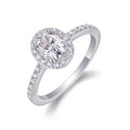 Jewelry wholesale Wholesale Moissanite D/VVS1 Oval Cut Four-Prong Halo Pavé Engagement Ring – 18K White Gold Vermeil on 925 Silver, GRA Certified