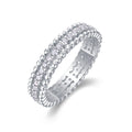 Jewelry wholesale Wholesale Moissanite Round-Cut D/VVS1 Single-Row Pavé Eternity Band with Beaded Edges – 18K White Gold Vermeil on 925 Silver, GRA Certified