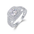 Jewelry wholesale Wholesale Moissanite 1CT D/VVS1 Round Cut Four-Prong Double Halo Split Shank Engagement Ring – 18K White Gold Vermeil on 925 Silver, GRA Certified