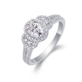 Jewelry wholesale Wholesale Moissanite D/VVS1 Oval Cut Four-Prong Halo Pavé Engagement Ring – 18K White Gold Vermeil on 925 Silver, GRA Certified