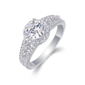 Jewelry wholesale Wholesale Moissanite 1CT D/VVS1 Round Cut Four-Prong Halo Pavé Shoulder Engagement Ring – 18K White Gold Vermeil on 925 Silver, GRA Certified