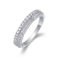 Jewelry wholesale Wholesale Moissanite Round-Cut D/VVS1 Two-Row Pavé Half-Eternity Band – 18K White Gold Vermeil on 925 Silver, GRA Certified