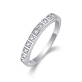 Jewelry wholesale Wholesale Moissanite Round-Cut D/VVS1 Milgrain Pavé Half-Eternity Band – 18K White Gold Vermeil on 925 Silver, GRA Certified