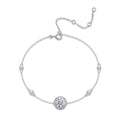 Jewelry wholesale 1.0 ct D/VVS1 Round-Halo Moissanite Station Bracelet – 18 K White-Gold Vermeil 925 Silver, 16–21 cm Adjustable