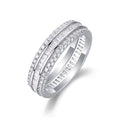 Jewelry wholesale Wholesale Moissanite D/VVS1 Three-Row Channel-Set Eternity Band with Round & Emerald Cut Stones – 18K White Gold Vermeil on 925 Silver, GRA Certified