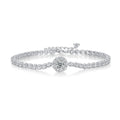 Jewelry wholesale 0.5 ct D/VVS1 Moissanite Halo Bracelet with Zircon Accents – 18 K White-Gold Vermeil 925 Silver, 16–21 cm Adjustable
