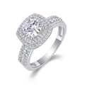 Jewelry wholesale Wholesale Moissanite 1CT D/VVS1 Round Cut Three-Prong Double Halo Pavé Engagement Ring – 18K White Gold Vermeil on 925 Silver, GRA Certified