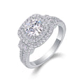 Jewelry wholesale Wholesale Moissanite 1CT D/VVS1 Round Cut Four-Prong Double Halo Split Shank Pavé Engagement Ring – 18K White Gold Vermeil on 925 Silver, GRA Certified