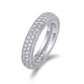 Jewelry wholesale Wholesale Moissanite Round-Cut D/VVS1 Three-Row Pavé Eternity Band with Side Accents - 18K White Gold Vermeil on 925 Silver, GRA Certified