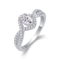 Jewelry wholesale Wholesale Moissanite D/VVS1 Oval-Cut Twisted Pavé Engagement Ring – 18K White Gold Vermeil on 925 Silver, GRA Certified