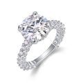 Jewelry wholesale Wholesale Moissanite 5CT D/VVS1 Round-Cut four-Prong Solitaire Pavé Shoulder Engagement Ring – 18K White Gold Vermeil on 925 Silver, GRA Certified