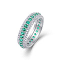 Jewelry wholesale Wholesale Green Lab Moissanite D/VVS1 Eternity Ring – Triple Row Band, Platinum on S925, GRA Certified