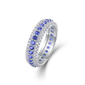 Jewelry wholesale Wholesale Blue Lab Moissanite D/VVS1 Eternity Ring – Triple Row Band, Platinum on S925, GRA Certified