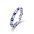 Jewelry wholesale Wholesale Blue Lab Moissanite Alternating Eternity Ring – Platinum on S925 Silver, GRA Certified