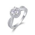 Jewelry wholesale Wholesale Moissanite D/VVS1 Round Cut Four-Prong Halo Engagement Ring with Pavé Shoulders – 18K White Gold Vermeil on 925 Silver, GRA Certified