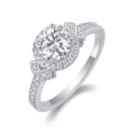 Jewelry wholesale Wholesale Moissanite D/VVS1 Round Cut Four-Prong Halo Engagement Ring with Pavé Shoulders – 18K White Gold Vermeil on 925 Silver, GRA Certified