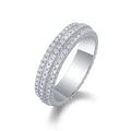 Jewelry wholesale Wholesale Moissanite Round-Cut D/VVS1 Three-Row Pavé Eternity Band - 18K White Gold Vermeil on 925 Silver, GRA Certified