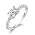 Jewelry wholesale Wholesale Moissanite D/VVS1 Emerald Cut four-Prong Solitaire Pavé Shoulder Engagement Ring – 18K White Gold Vermeil on 925 Silver, GRA Certified