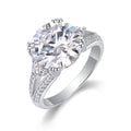 Jewelry wholesale Wholesale Moissanite 5CT D/VVS1 Round-Cut four-Prong Solitaire Pavé Shoulder Engagement Ring – 18K White Gold Vermeil on 925 Silver, GRA Certified